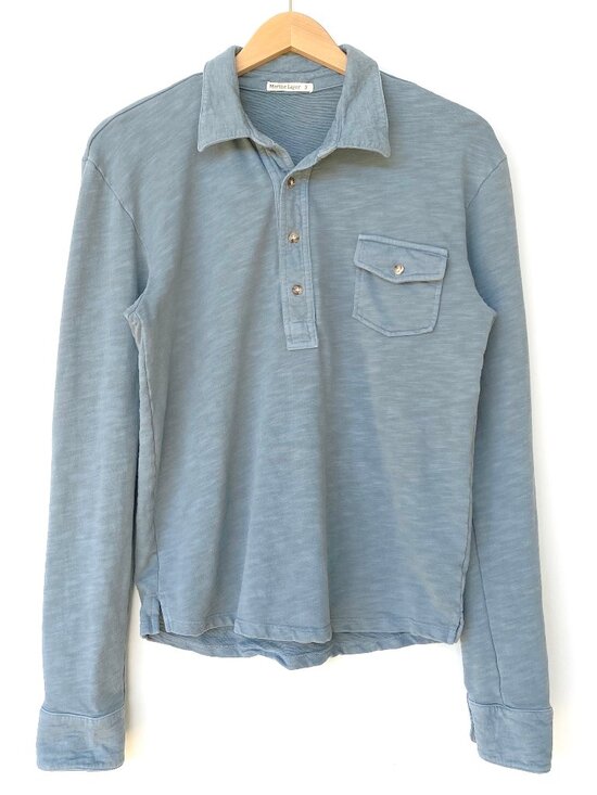 Marine Layer Other - Marine Layer Dusty Blue Heavy Slub Long Sleeve Polo Size S
